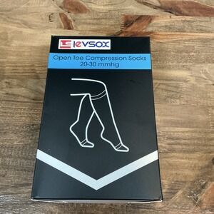 Levsox Compression Socks 20-30mmHg 2 Black and White Size Large High Support New